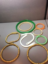Lot of 5 Embroidery Hoops and 3 Sets of Purse Handbag Handles Craft - £35.02 GBP