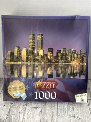 SEALED Wrebbit Perfalock New York Skyline Twin Towers 1000 Piece Puzzle NYC 2001 - $16.69