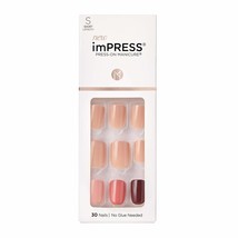 KISS imPRESS No Glue Mani Press On Nails, Design, &#39;Rain Check&#39;, Blue, Short Size - £7.81 GBP