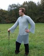Aluminum Butted I chainmail shirt full sleeve 10mm costume Hubergion shirt Larp - £84.74 GBP
