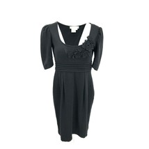 Maggy London Women&#39;s 3/4 Sleeve Sheath Pencil Dress Size 6P Petite Black Stretch - £11.66 GBP