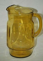 Vintage Water Lemonade Yellow Glass Pitcher w Lip Ice Guard Unknown Make... - $36.62