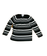 Pendleton Women&#39;s Black White Striped Sweater Pullover Knit Size Petite ... - £7.00 GBP