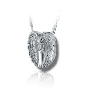 Sterling Silver Angel Slider Funeral Cremation Urn Pendant for Ashes w/Chain - £190.61 GBP