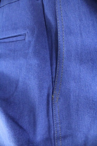 1970s Vintage Men’s Blue Denim Slacks Straight Leg Gold Stitching 38x34 Item image 4
