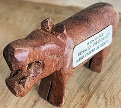 Vintage Hippo Hand Carved in Kenya 1 1/2&quot; x 2&quot; Small Souvenir Hippopotamus - $8.99