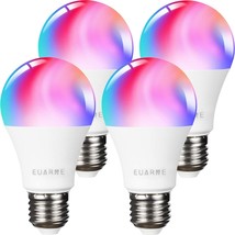 Wifi Smart Led Color Changing Light Bulb, E26 Rgbcw 9W Dimmable, 4 Pack. - £25.46 GBP