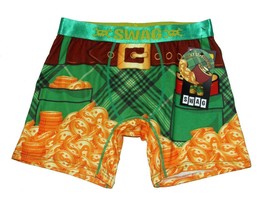 SWAG Lucky Leprechaun St. Patrick&#39;s Day Coins Satin Weaved Band Boxers M... - £15.17 GBP