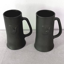 Playboy Bunny Club Set of 2 VINTAGE 1960s Beer Mug Tankard Black Matte - $20.79