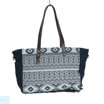 Challenger Women Canvas Handwoven Brown Leather Handbag Tote Purse 17RT2110 - €42,80 EUR