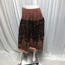 Coldwater Creek Boho Skirt Womens Petite Medium Brown Orange Broomstick Peasant - £12.55 GBP