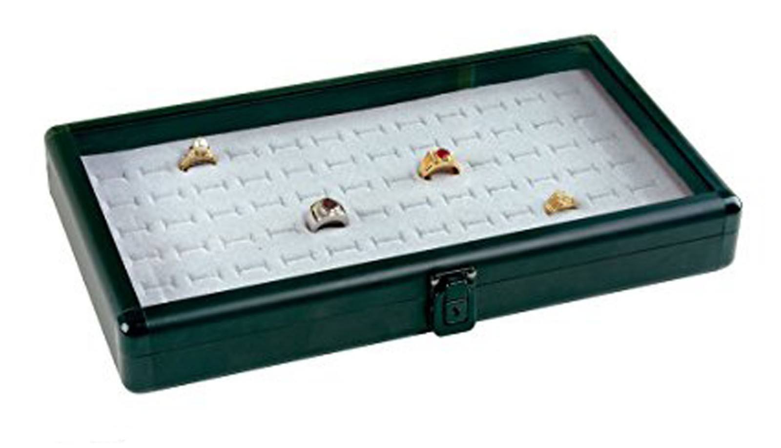 BLACK ALUMINUM RING CASE BOX DISPLAY WITH WHITE INSERT NEW Storage - $54.95