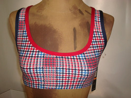 New NWT Womens S Tommy Hilfiger Cropped Bra Top Navy Blue Red White Swim Yoga  - $67.32