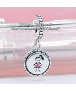 FAMILY DAY 100%  925 Sterling Silver Girl ,Daughter Dangle Charm with En... - $25.79 CAD