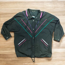 Vintage New York Girl Sz 2XL Windbreaker 80s 90s Rain Jacket Black Y2k N... - $39.48