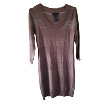 Attention Brown with Gold Threads Sweater Dress - £12.10 GBP