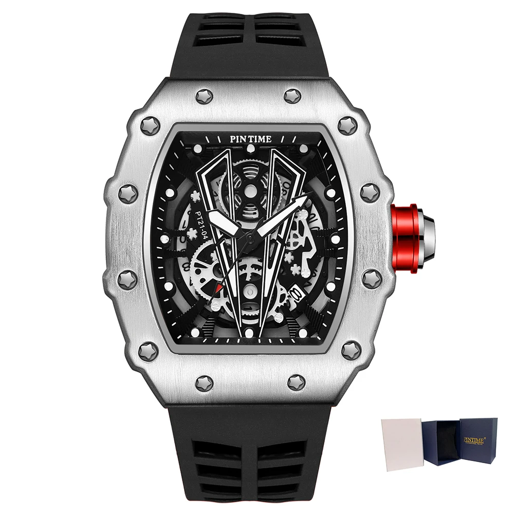  Men&#39;s  Fashion  og Tonneau Case Wristwatch Waterproof 30m Hip Hop  Skeleton Dia - £89.39 GBP