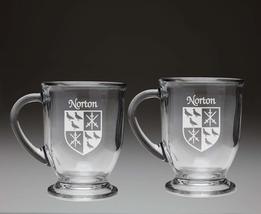 Norton Irish Coat of Arms Glass Coffee Mugs - Set of 2 - £26.84 GBP
