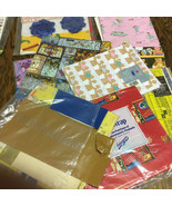 Vintage gift wrap wrapping paper lot full partial and cut pieces mixed p... - $24.70