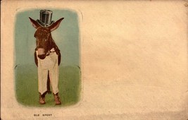 Antique Udb POSTCARD-&quot;OLD Sport&quot; Donkey Dressed In Pants &amp; Top Hat BK33 - £4.76 GBP