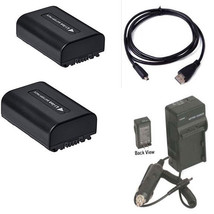 Batteries + Charger +Hdmi Cable for Sony HDR-CX620 HDR-CX670 HDR-PJ620 H... - $39.55