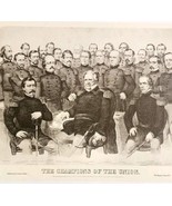 1952 Champions Of The Union Army Plate Lithograph Print Currier &amp; Ives D... - $548.28 MXN