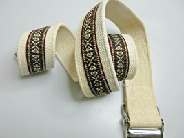 Posey Adjustable Web Canvas Belt Retro Southwestern Beige Brown Black Mens 42&quot; - £15.85 GBP