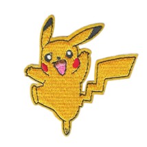 Happy Pikachu Iron On Patch 2.75&quot; Dancing Pokemon Yellow Embroidered Applique - $3.95