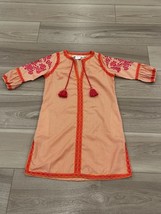 Gretchen Scott Medium 3/4 SleeveOrange White Mini Check EmbroideredTunic... - $39.59