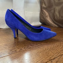 Aldo Suede Heels Womens 7 Royal Blue Leather Pump Pointy Toe Shoe 2.5 in... - £26.89 GBP