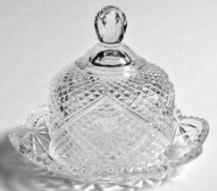 Avon Domed Lid Covered Butter Cheese Dish Clear Glass Fostoria Vintage 2pcs - £11.98 GBP