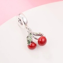 New Authentic S925 Cherry Fruit Dangle Charm for Pandora Bracelet  - £9.38 GBP