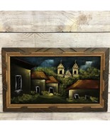 Vintage Framed 1970s Black Velvet Painting Village Scene Made in Mexico ... - $156.60 CAD