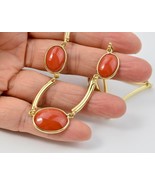 14K Yellow Gold Natural Mediterranean Red Coral Cabochon Link Necklace 16&quot; - $31,466.05 MXN