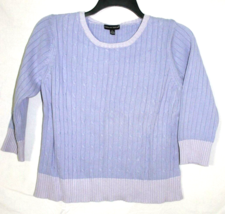 CAROLYN TAYLOR KNIT SWEATER SIZE LARGE PURPLE  3/4 SLEEVED TWO TONES CAB... - £14.51 GBP