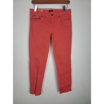 J. Crew Stretch Toothpick Jeans 25 Womens Red Mid Rise Skinny Leg Bottoms - £14.93 GBP