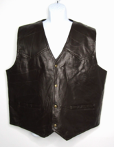 Duke Haband Exclusive Men&#39;s XL Leather Patchwork Vest Western Snap Close - £17.72 GBP