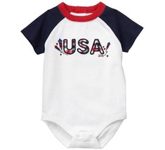 NWT Gymboree 4th of July USA Baby Boys Short Sleeve Bodysuit 0-3 Months - $8.99