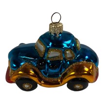 Vintage Glass Blue Retro Car Ornament Blown Old Fashioned Car Glitter Blue  - £14.75 GBP