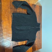 Prana Black Cable Knit Wool Silk Blend Mock Neck Quarter Zip Sweater M - $28.71