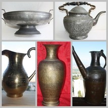 Old Vintage Antique Copper Brass Bronze Pewter Metal Kettle Pot Bowl Planter Jug - £24.57 GBP+