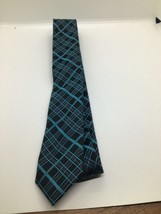 ALFANI Necktie Tie 100% Polyester Black, blue Plaids  - $11.88