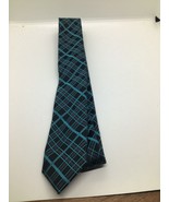 ALFANI Necktie Tie 100% Polyester Black, blue Plaids  - $16.11 CAD