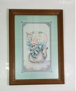 Framed Tea Kettle Floral Teapot Wall Hanging 14 1/2 x 10 1/2 Cottage Cou... - £8.88 GBP