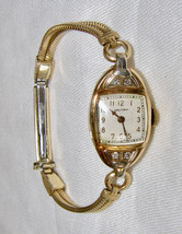Vintage Solid 14K Yellow Gold Waltham Ladies Watch w/ DIAMONDS-WORKING-17 Jewels - £176.18 GBP