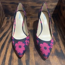 Alex Marie Black Navy Floral Jacquard Heels Pumps Womens Size 9M Multicolor - $23.28