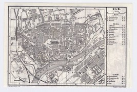 1895 Original Antique Map Of Ulm / Bavaria Germany - £16.88 GBP