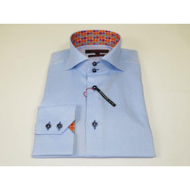 Men Dress Shirts AXXESS Turkey 100% Soft Egyptian Cotton High Collar 223-01 Blue image 4