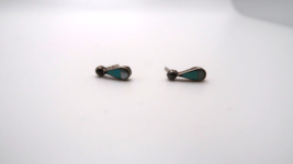 Vintage Turquoise Sterling Silver Mother of Pearl Stud Earrings 12mm - £15.66 GBP