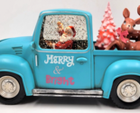 Turquoise Farmhouse Truck LED Snow Globe Santa Claus Light Up Reindeer C... - $99.00